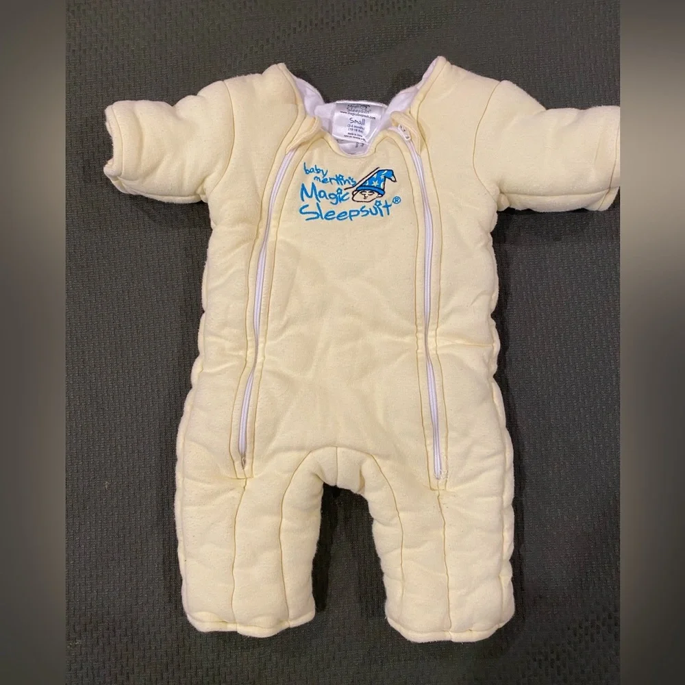 Magicsuit Baby Sleepsuit in Pale Yellow with Blue Logo